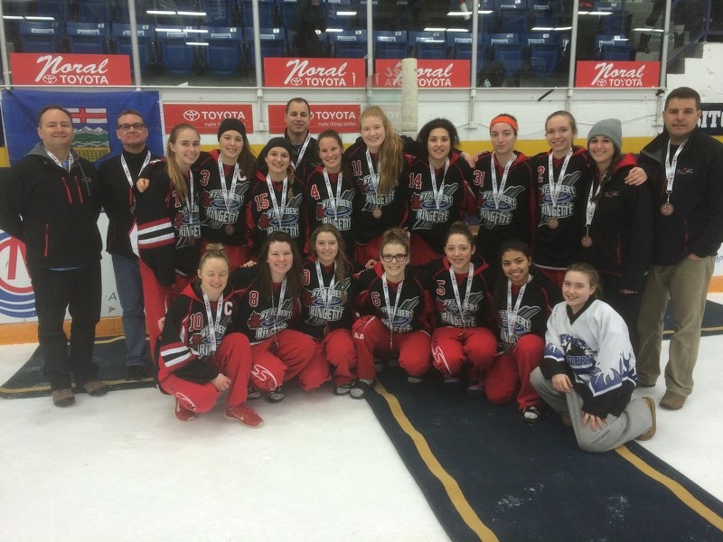 BRONZE BELLES – The St. Albert Mission were awarded bronze medals at the Tim Hortons Canadian Ringette Championships in Fort McMurray after rallying to edge British Columbia