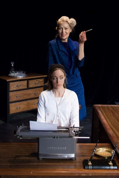St. Albert&#8217;s Jenna Dykes-Busby (Judy Parker) looks warily over her shoulder at Linda Grass&#8217;s Eleanor Innes