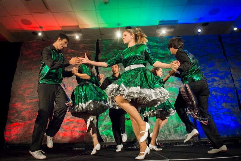 The Métis Child and Family Services Jiggers perform a fast-paced traditional dance known as a breakdown at the 2014 Belcourt Brosseau Métis Awards in Edmonton. The jiggers