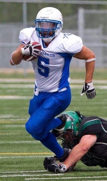 STAR POWER – Matt Jarvis shone bright for the St. Albert Stars (4-2) in Saturday&#8217;s 72-0 rout of the Lloydminster Vandals (1-5) in the Alberta Football League. The