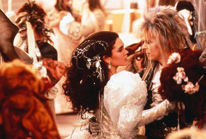 Sarah (Jennifer Connelly) and Jareth the Goblin King (David Bowie) dance their way through Labyrinth