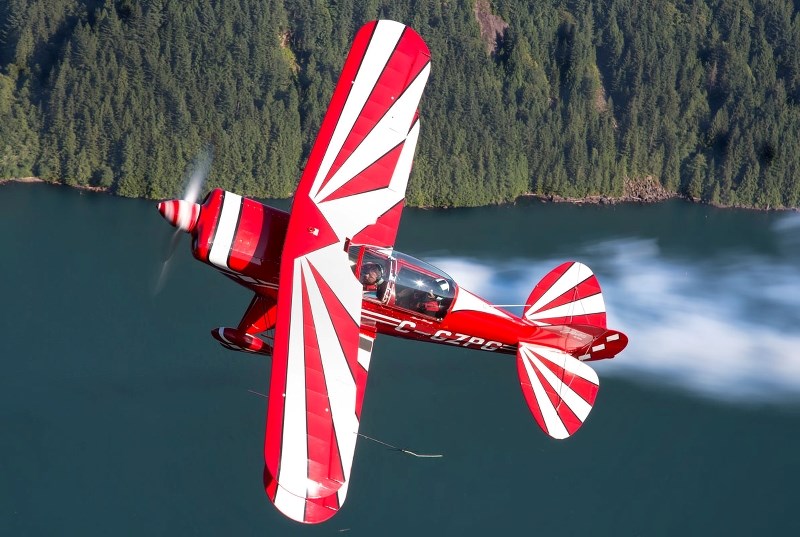 THAT SMOKE&#8217;S NORMAL – Former Snowbirds pilot Brent Handy shows his skills in his Pitts Special plane in this promotional photo. Handy is one of the many pilots who will 