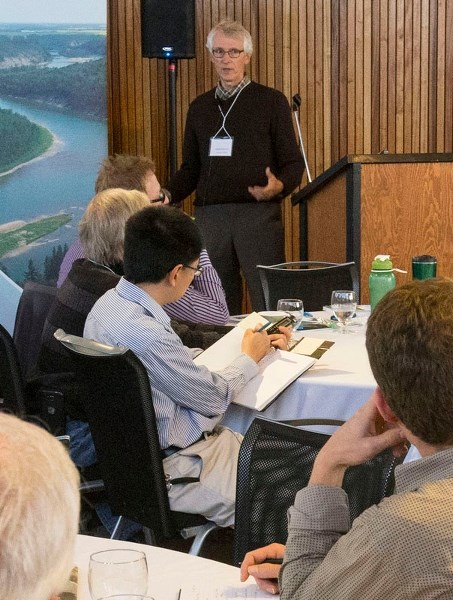University of Regina professor David Sauchyn speaks to locals about the future of prairie water flows. Sauchyn was one of the speakers at the first ever Sturgeon River