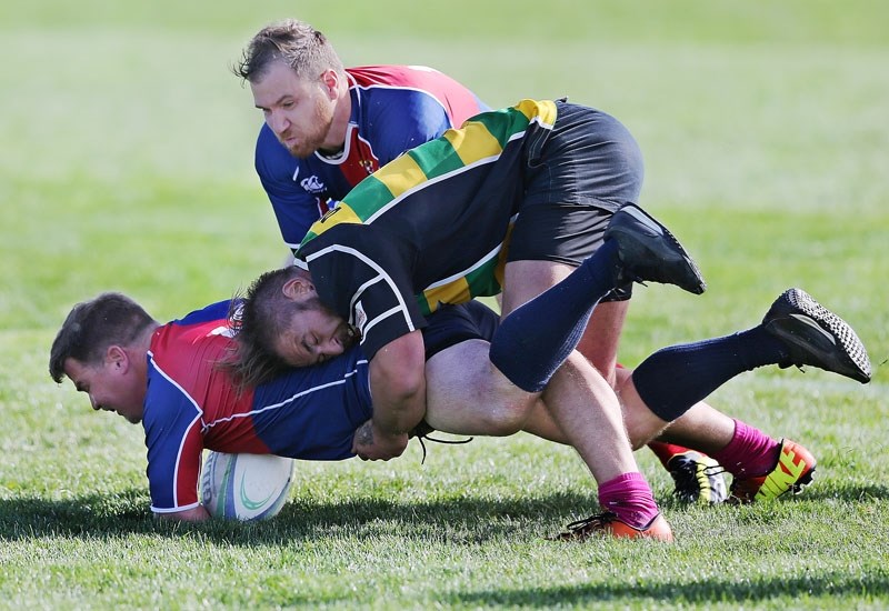 BACKBREAKER – Nathan Reis pays the price after stealing the ball from the Grande Prairie Centaurs
