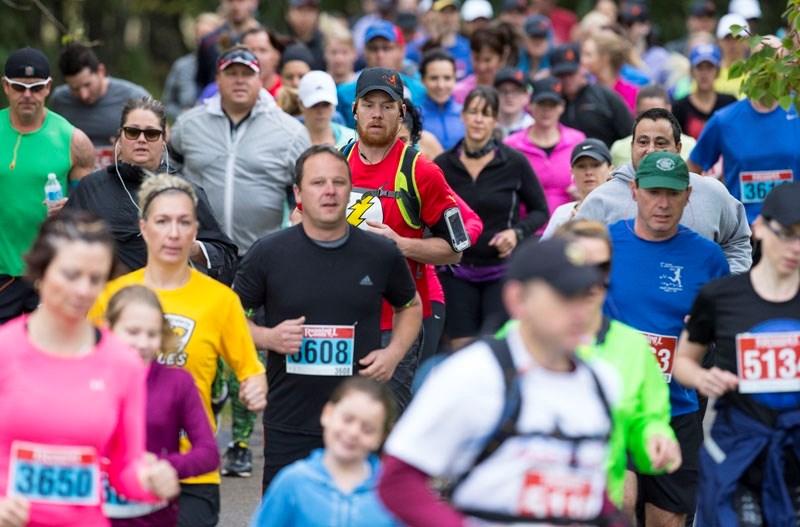 RUNNING INTO FALL – The 13th annual St. Albert Fall Challenge got off to a roaring start Sunday morning at Kingswood Park. There were 172 finishers in the 21.1-kilometre