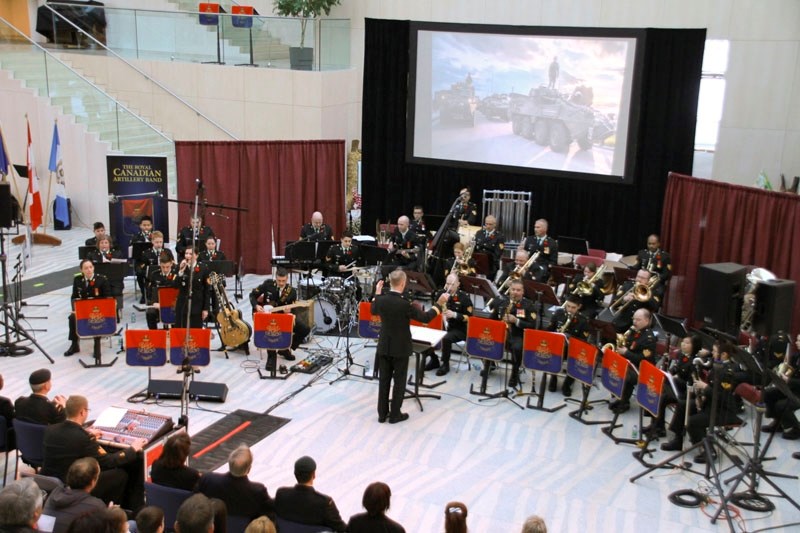 The Royal Canadian Artillery Band plays at Edmonton City Hall in celebration of the 2014 Remembrance Day festivities.