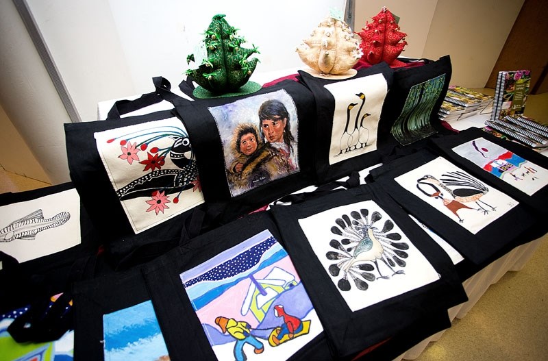 LOCAL ART – A collection of handbags is a sample of what local artists