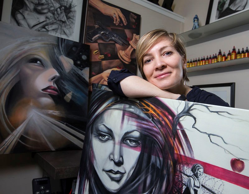 Marina Alekseeva is a tattoo artist/painter at Embedded Tattoo. She will have an exhibit of her paintings at Embedded