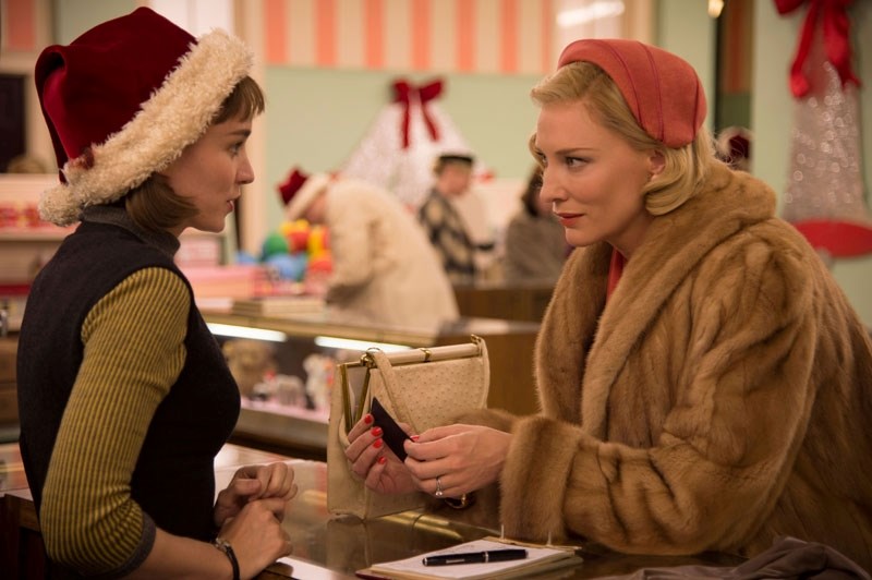 Therese (Rooney Mara) falls in love with Carol (Cate Blanchett) in director Todd Haynes&#8217; 1950s relationship drama Carol