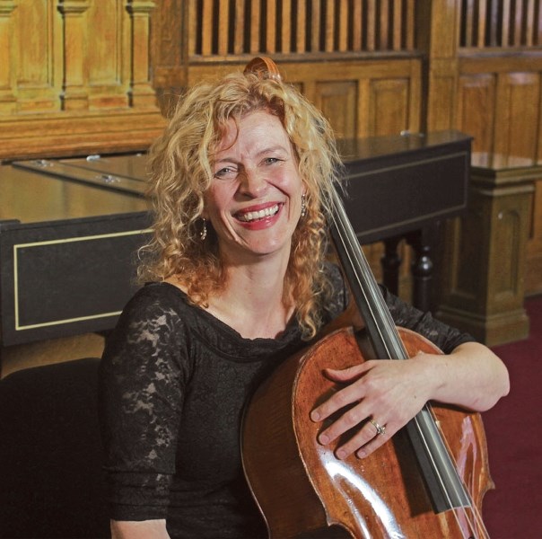 Alberta Baroque Ensemble cellist Ronda Metszies performs a featured solo in Allan Gilliland&#8217;s new composition being unveiled at Robertson Wesley United Church on Sunday