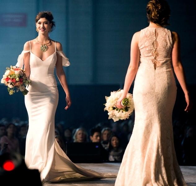 A model walks the runway during the Bridal Show at Northlands.