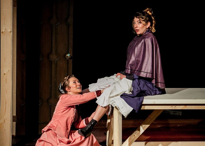 Actors Gianna Vacirca and Caley Suliak generate a few laughs in Trunk Theatre&#8217;s production of In the Next Room or The Vibrator Play running Feb. 17 to 27 at the