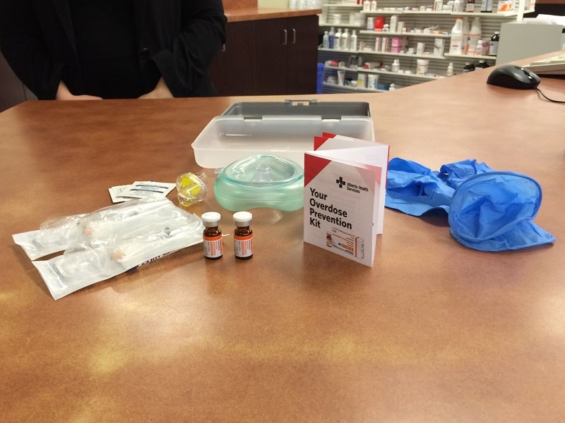 Naloxone kits that help fight fentanyl overdoses are now available free with a prescription through Alberta pharmacies.