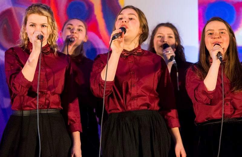 Victoria School Mixed Jazz Choir performs during the Night of Artists.
