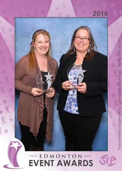 Left to right &#8211; Prairie Gardens event manager Kelly Board and director of fun Tam Andersen accepted two awards at the Edmonton Events Awards on Feb. 25 at the Royal