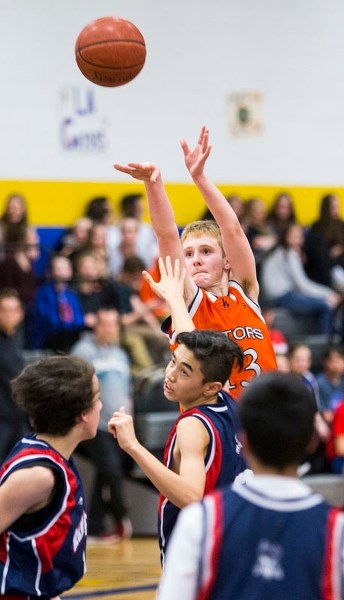 FLY BALL â€“ Aiden Kelly of the Lorne Akins Gators fires a shot in Thursday&#8217;s 44-39 come-from-behind win over the Vincent J. Maloney Marauders in the SAPEC Tier 1 final 