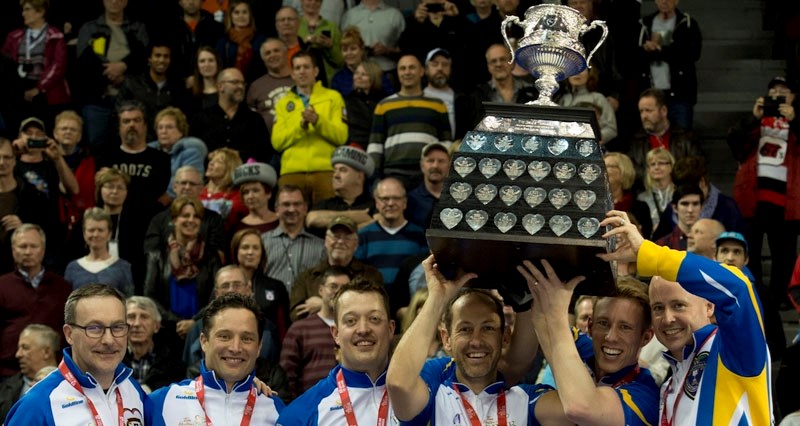 BRIER CHAMPIONS â€“ From left to right: Team Canada coach John Dunn