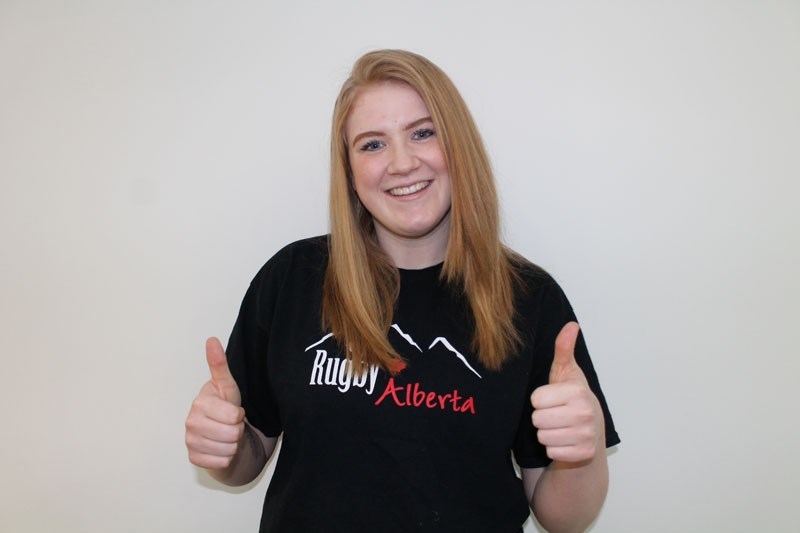 THUMBS UP â€“ Sydney De La Mare of the St. Albert Rugby Football Club is one of six Albertans on the 24-player Rugby Canada U18 women&#8217;s roster for next month&#8217;s