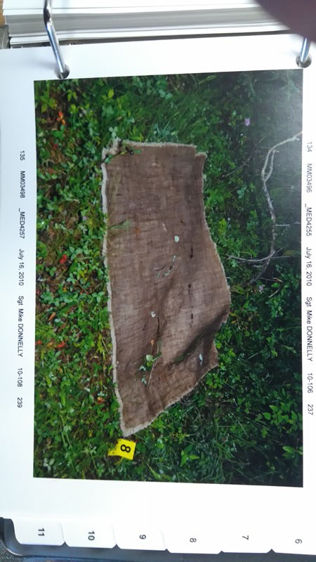 A sample of carpet entered as evidence in Travis Vader&#8217;s murder trial.