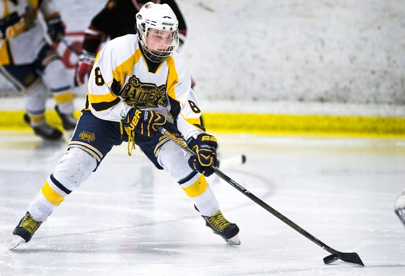 PUCK CONTROL â€“ Dylan McFatridge of the St. Albert Bears looks to make a play in the Edmonton Rural Bantam AA Hockey League final against the Beaumont Braves. The