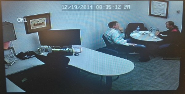 Travis Vader (right) spoke with RCMP Sgt. Michael McCauley Dec. 19 and 20