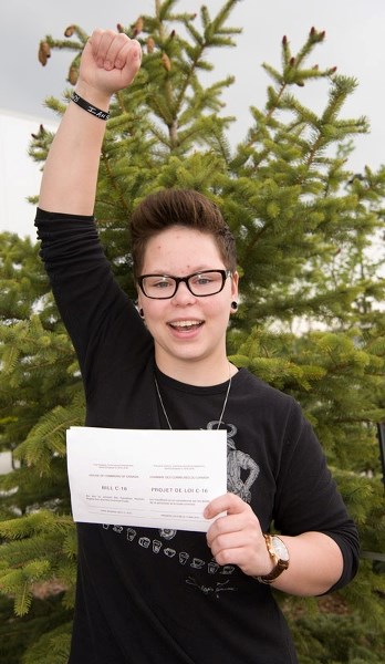 THIS BILL ROCKS â€“ St. Albert Outloud member Shylo Rosborough expresses his approval of the tabling of Bill C-16 in the House of Commons. The bill