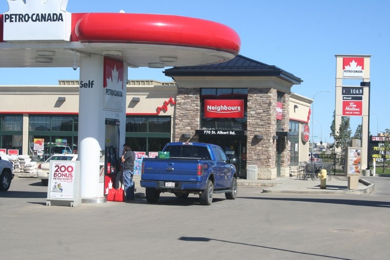 PRICES SURGE â€“ Gas prices were up above $1 per litre at most St. Albert retailers on Friday. The spike is attributed to a problem at a Suncor refinery coupled with fallout