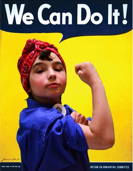 Lily is the spitting image of Rosie the Riveter