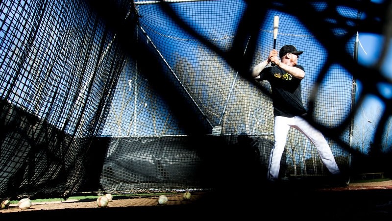 BATSMAN â€“ Kyle Hesse of the St. Albert Tigers gets his hacks in during a session in the Legion Memorial Park batting cage. This weekend the Tigers Baseball Association