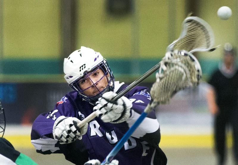 ROCKET LAUNCH â€“ Chayse Austin of the St. Albert Crude fires a shot in junior B Tier I lacrosse action. The Crude (3-13)