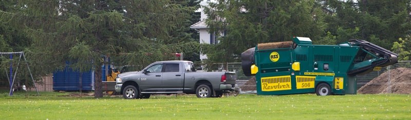 Construction equipment has appeared at one of the city parks in Erin Ridge as preparations for a playground upgrade are underway.