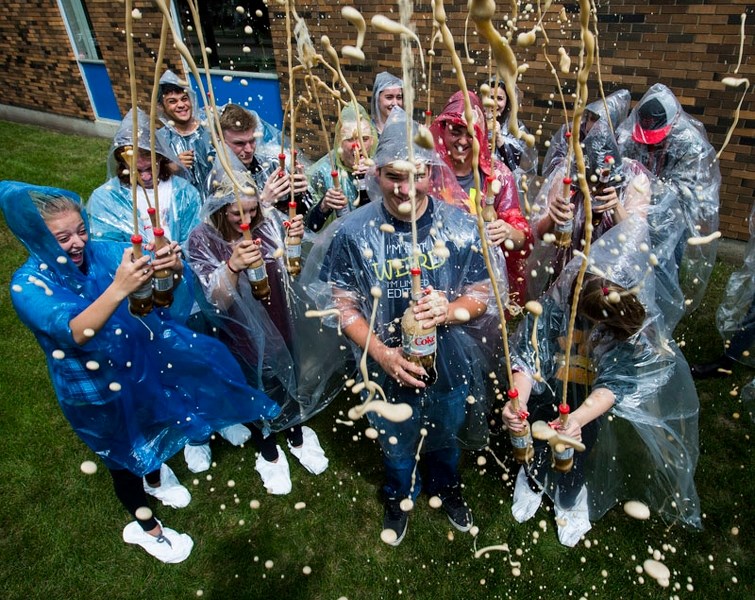 Paul Kane summer school chemistry students concluded one of their units by demontrating the chemical reaction between Mentos candies and Diet Coke at PK on Thursday.