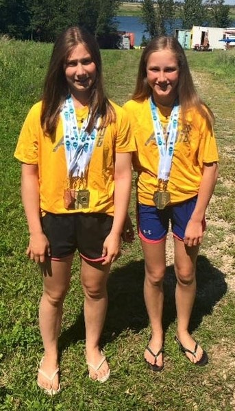 BATTLING BROWNS â€“ Sisters Danielle and Mallory Brown earned nine medals at the Alberta Summer Games in Leduc. The girls both train with the St. Albert Canoe and Kayak Club.