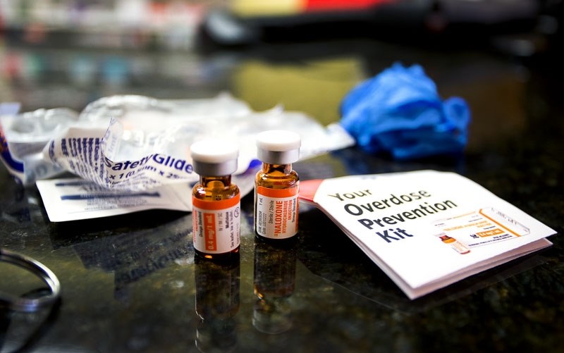 LIFESAVERS â€“ A nalaxone kit seen at Midtown Apothecary on Thursday August 11. The kits help to counter the effects of the addicitve drug fentanyl in the event of an