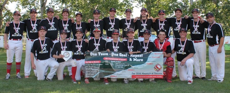 WESTERN CHAMPIONS â€“ St. Albert Cardinals Red completed a season to remember as the U18 midget AA western gold medallist after defeating the Oak River Bearcats of Manitoba