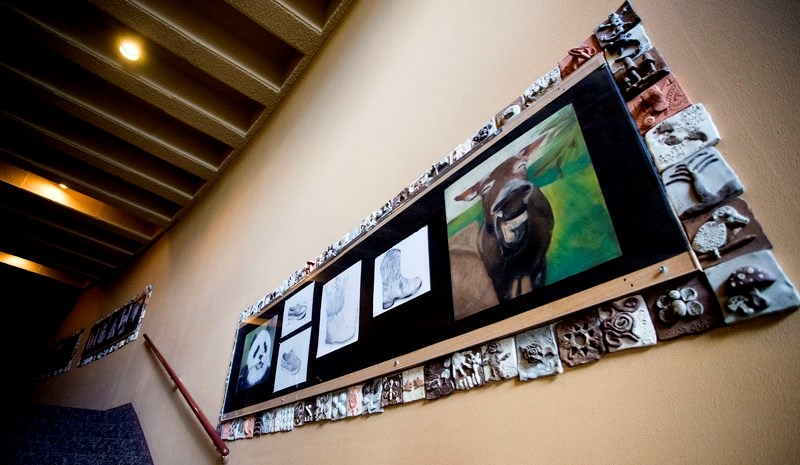 Art students from St. Albert Catholic High School have a series of artworks on display at the Youth Gallery along the staircase of the Arden Theatre. It will be up until Oct. 