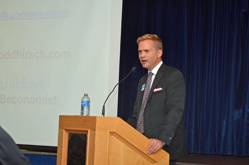 PREDICTIONS â€“ ATB chief economist Tod Hirsch spoke to St. Albert residents at Cornerstone Hall on Tuesday evening.
