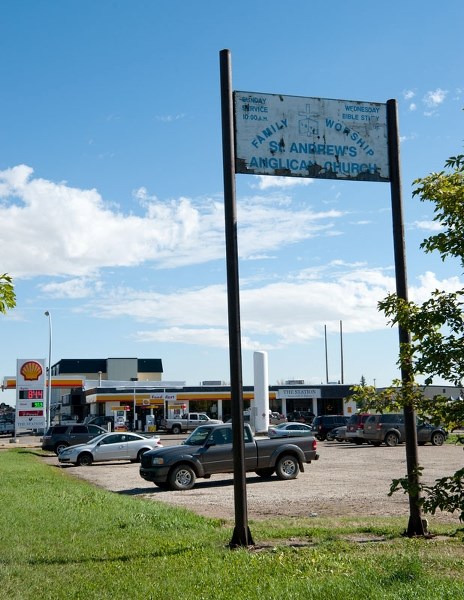 CONTENTIOUS CORNER â€“ The site of the now-destroyed St. Andrew&#8217;s Anglican Church in Morinville. A proposal to rezone the site to potentially allow for the construction 