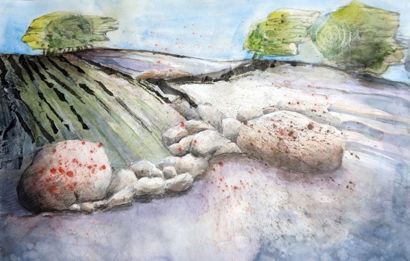 Windy Ridge by Doris Charest is one of the many works on paper on display for Works on Paper at the Jubilee Auditorium.