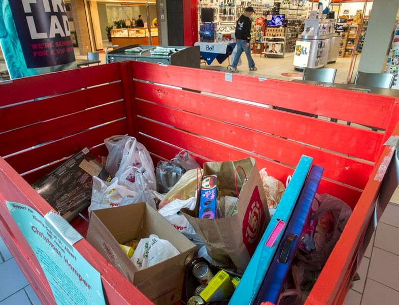 The St. Albert Kinettes&#8217; annual hamper has begun. Big red boxes are placed around the city including St. Albert Centre