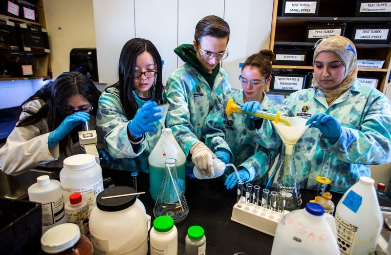 SCIENCE? EASY! â€” From left to right: Paul Kane students Faatimah Mitha