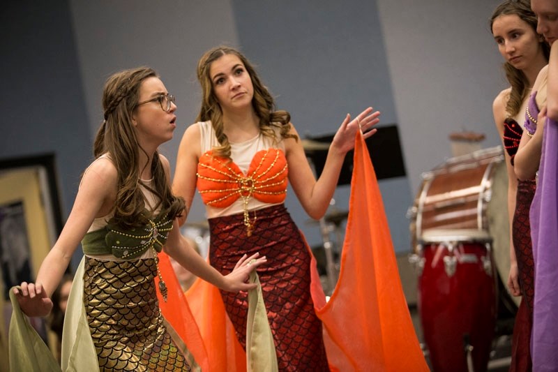 Students of Paul Kane High School rehearse for their upcoming production of The Little Mermaid