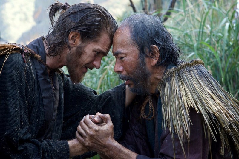 Andrew Garfield as Father SebastiĂŁo Rodrigues. Garfield carries this long