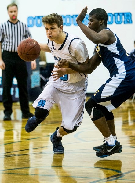 BUSTING A MOVE – Russell Dixon of the Paul Kane Blues wheels around a defender in Tuesday&#8217;s game against the Eastglen Blue Devils. The Blues are 6-0 in the metro