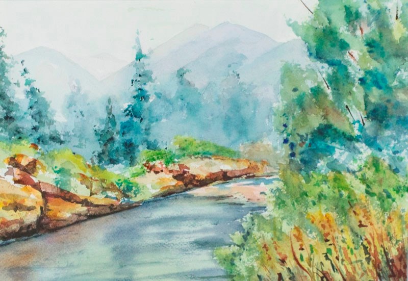 J. Marg Brenda&#8217;s watercolour Misty Stream is just one of many of her and her husband Gene&#8217;s artistically diverse works on display now at the Art Gallery of St.