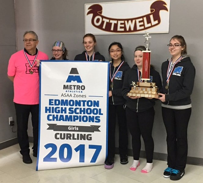 CURLING CHAMPIONS &#8211; The Paul Kane Blues are the metro Edmonton zone champions in girls&#8217; curling after beating the Bev Facey Falcons twice Wednesday by scores of