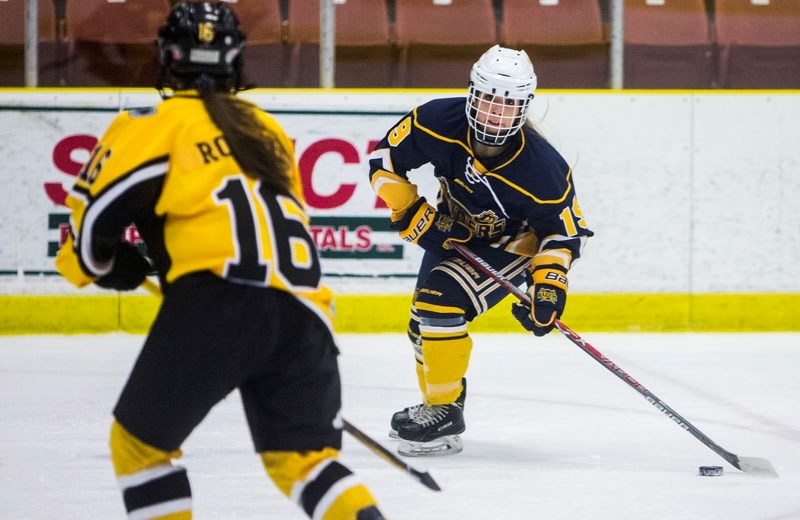 PLAYMAKER â€“ Megan Arthur is poised to make a play for the midget AAA St. Albert Slash in the Alberta Female Hockey League. This weekend the Slash hosts the Greater