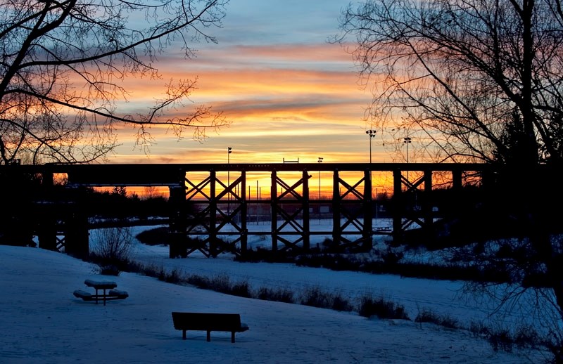 HERITAGE BRIDGE – The Canadian Northern Railways trestle bridge crosses the Sturgeon River west of downtown. It was built in 1907