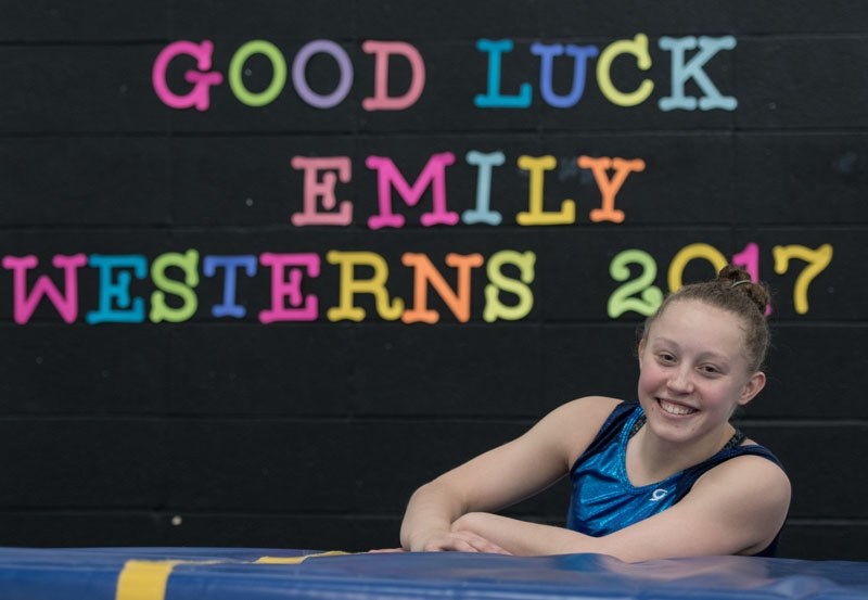BEST WISHES – Emily Pilat of the Dynamyx Gymnastics Club of St. Albert is competing at westerns with Team Alberta this weekend at Brandon