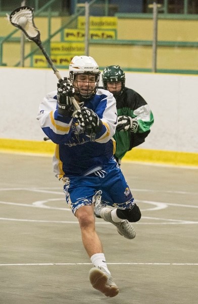 SHOT MAKER â€“ Jackson Ganton of the St. Albert Midget A Zone Rams winds up for a shot in the Greater Edmonton Lacrosse Council. Tonight the Rams host the Edmonton Warriors